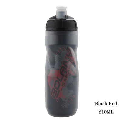 Bolany 600ml Mountain Cycling Water Bottle PP5 Double-Layer Insulated Leak-Proof Outdoor Sports Cup - Black Red