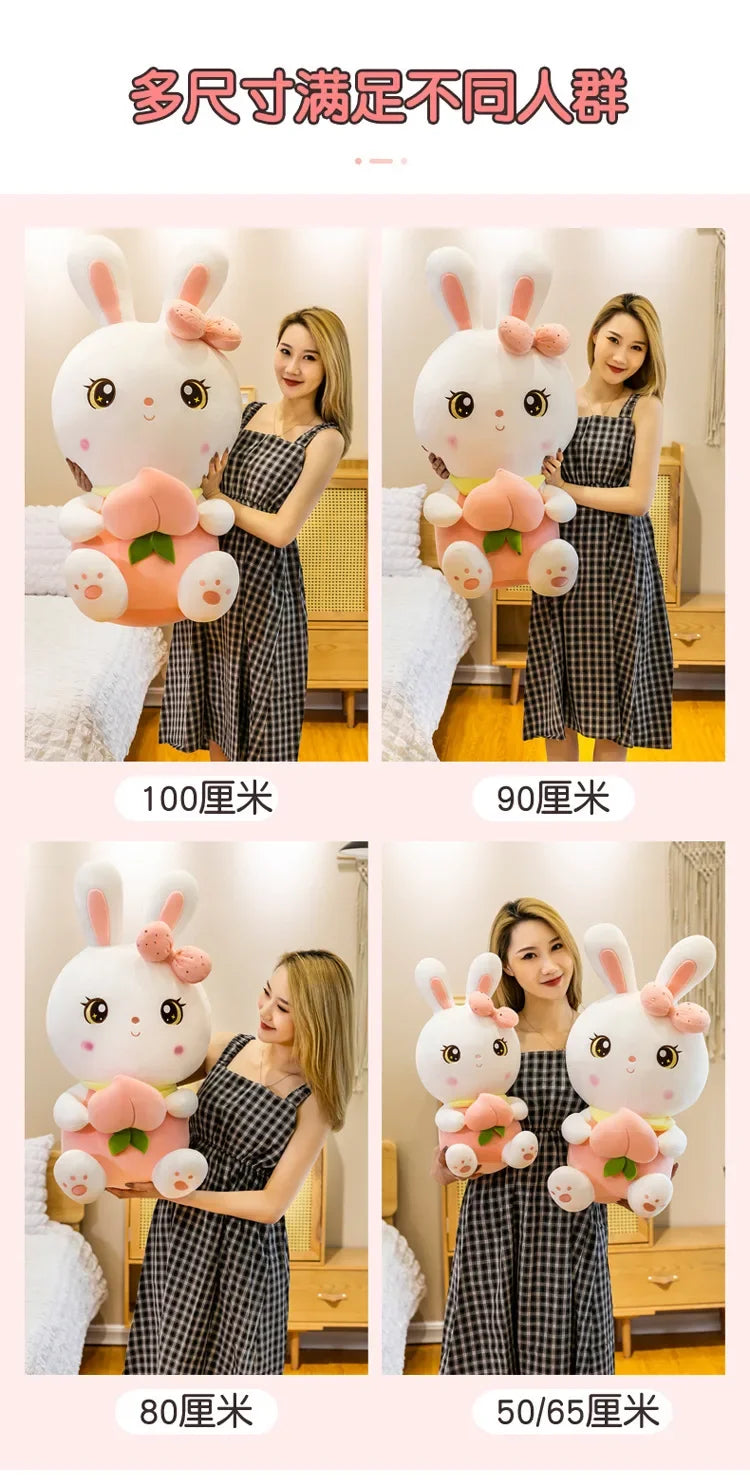 50/65/80cm Cute Peach Rabbit Plush Toy Pillow Kawaii Stuffed Soft Animal Bunny Doll Baby Kids Toy Birthday Gift Present for Girl