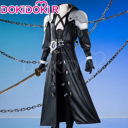 Sephiroth Cosplay Costume Game FF DokiDoki-R【XS-3XL】Men Black Suits Sephiroth Costume Adult Cosplay Plus Size