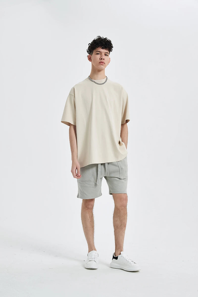 ZODF Fashion Spring Summer Washed Solid T Shirts For Men Loose Unisex 310gsm Cotton Heavy Weight T-Shirt Brand Tops HY0064