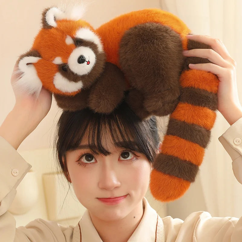 Long Tail Cute Raccoon Soft Toy Huggable Baby Red Panda Plush Doll Sleeping Raccoon Plushie Birthday Gift For Girlfriend Kids
