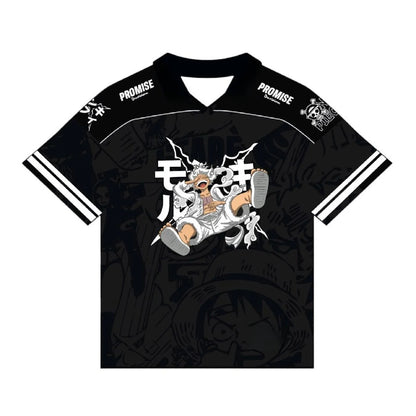 2526 New Bandai Anime One Piece Luffy Summer Jersey T-shirt Oversized 3D Adult and Children's Multifunctional Top Christmas