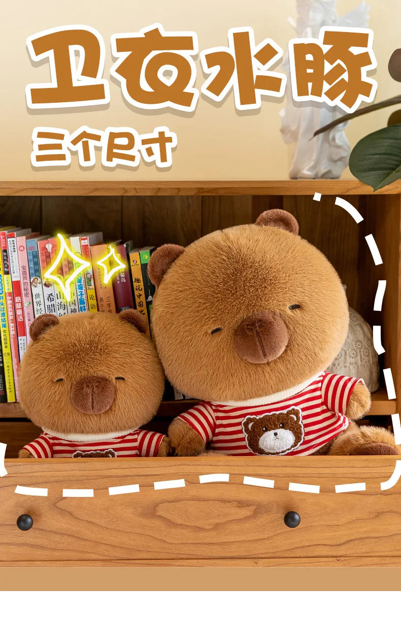 New black striped hoodie dolphin plush toy dress up Capibala sofa decoration room children's birthday Christmas surprise gift