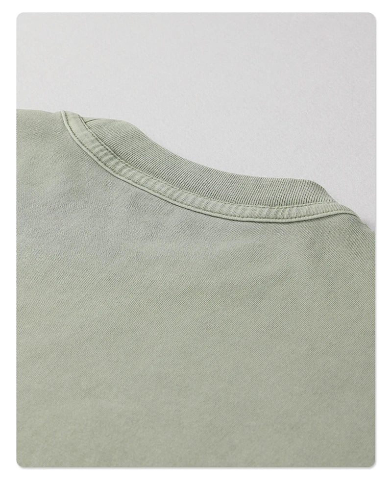 ZODF New Spring Summer Washed Cotton Solid T Shirts For Men Unisex High Street Loose Edge Oversized Noshrink T-Shirt Tee HY0465