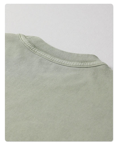 ZODF New Spring Summer Washed Cotton Solid T Shirts For Men Unisex High Street Loose Edge Oversized Noshrink T-Shirt Tee HY0465