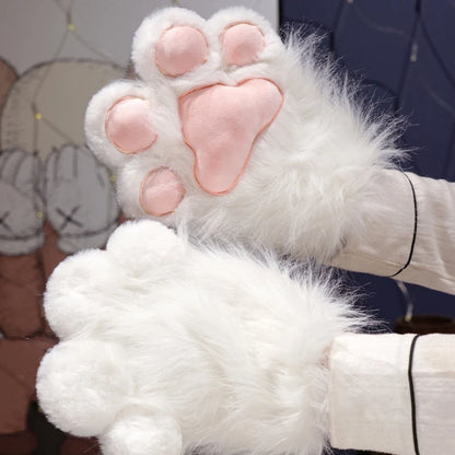 Anime Cute Cat Claw Glove Plush Toy Turn Into Cat Cosplay Props Funny Gloves White Black Grey Plushies Costume Accessories Glove