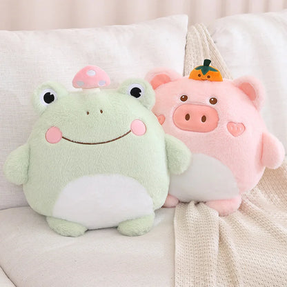 ZU Cute Stuffed Animal Frog Dino Koala Plush Pillows 2-in-1 Soft Coral Fleece Pillow Blanket Car Sofa Back Cushions Xmas Gift