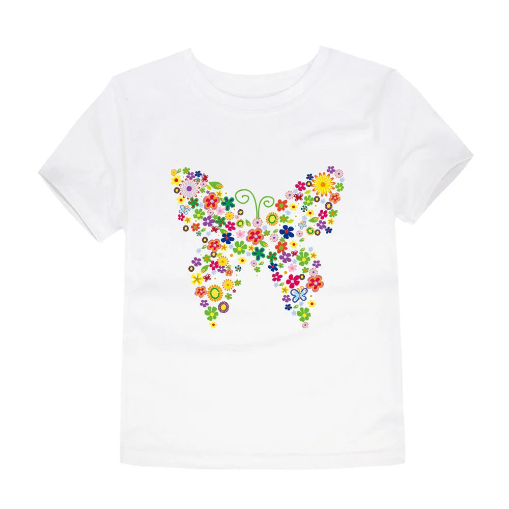 Child Kids Tshirts for Girls Clothes 2024 New Summer Pink Red Blue Luxury Toddler Girl T Shirt Kawaii Unicorn Flower Korean Tees
