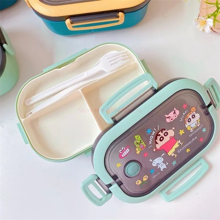 Disney Stitch Cartoon Portable Lunch Box Child Student Hermetic Bento Box Office Portable Double Layer Lunch Box High Capacity