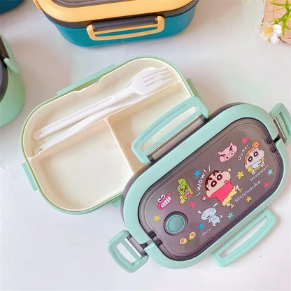 Disney Stitch Cartoon Portable Lunch Box Child Student Hermetic Bento Box Office Portable Double Layer Lunch Box High Capacity