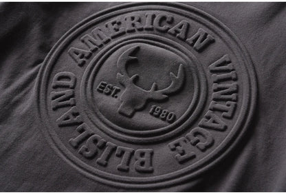 2025 Summer New American Retro Short-sleeved O-neck 3D Letter Printed T-shirt Men's Fashion 100% Cotton Washed Casual Sport Tops