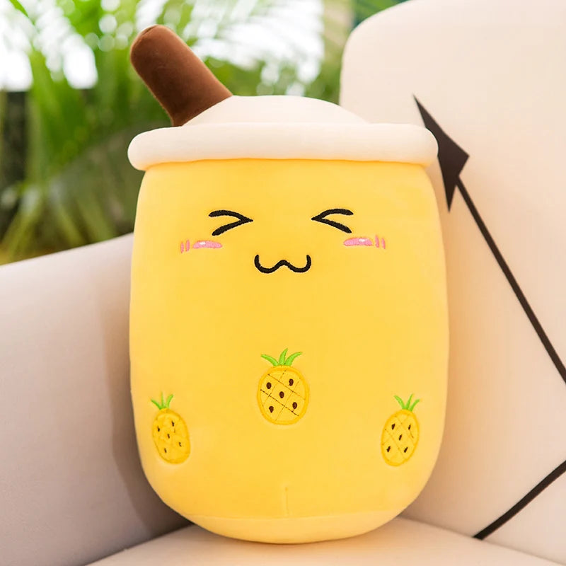 Bubble Tea Boba Plushie Kawaii Room Decor Plush Toy Stuffed Ice Cream Food Milk Tea Soft Hug Cushion Birthday Gift for Kids