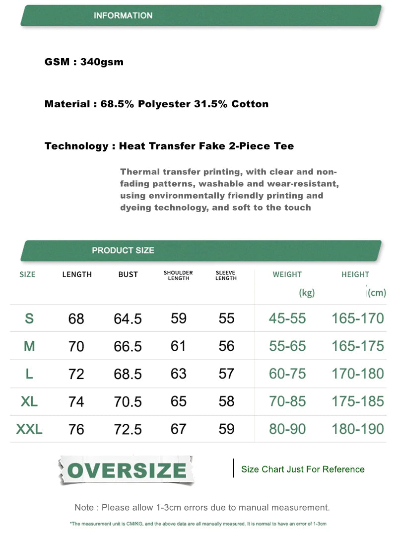 ZODF New Autumn Man Heat Transfer Printing T-Shirt Unisex Oversized 340gsm Fake 2-Piece Long Sleeve T Shirts Brand Tops HY1113