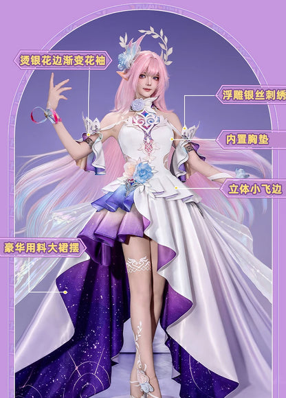 Honkai Star Rail Cyrene Cosplay Costume Wig Dress Headwear New Skin Outfit Elysia Amphoreus Halloween Party Women Girls Props