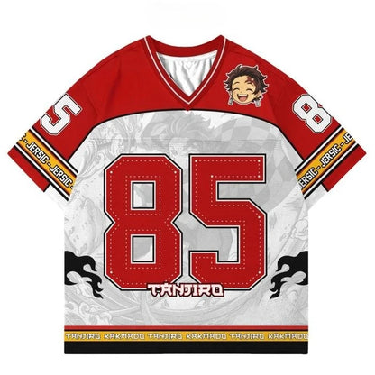 Demon Slayer Tanjiro Kamado Anime Series Number 85 Jersey Oversize Kpop Baseball Hockey Outfit T-shirt Daily Unisex Tops Tees