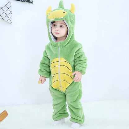 Baby Girl Romper Newborn 0 to 3 6 9 12 18 24 Months Winter Soft Warm Flannel Baby Rompers for Boy Clothes Kigurumi Cow Dinosaur