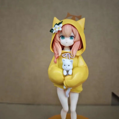 New Blue Archive Iroha Marie Figure Cat Ear Hoodie Anime Girl PVC Model Desktop Decoration Collectible Cute Toy Fans Gift 19cm