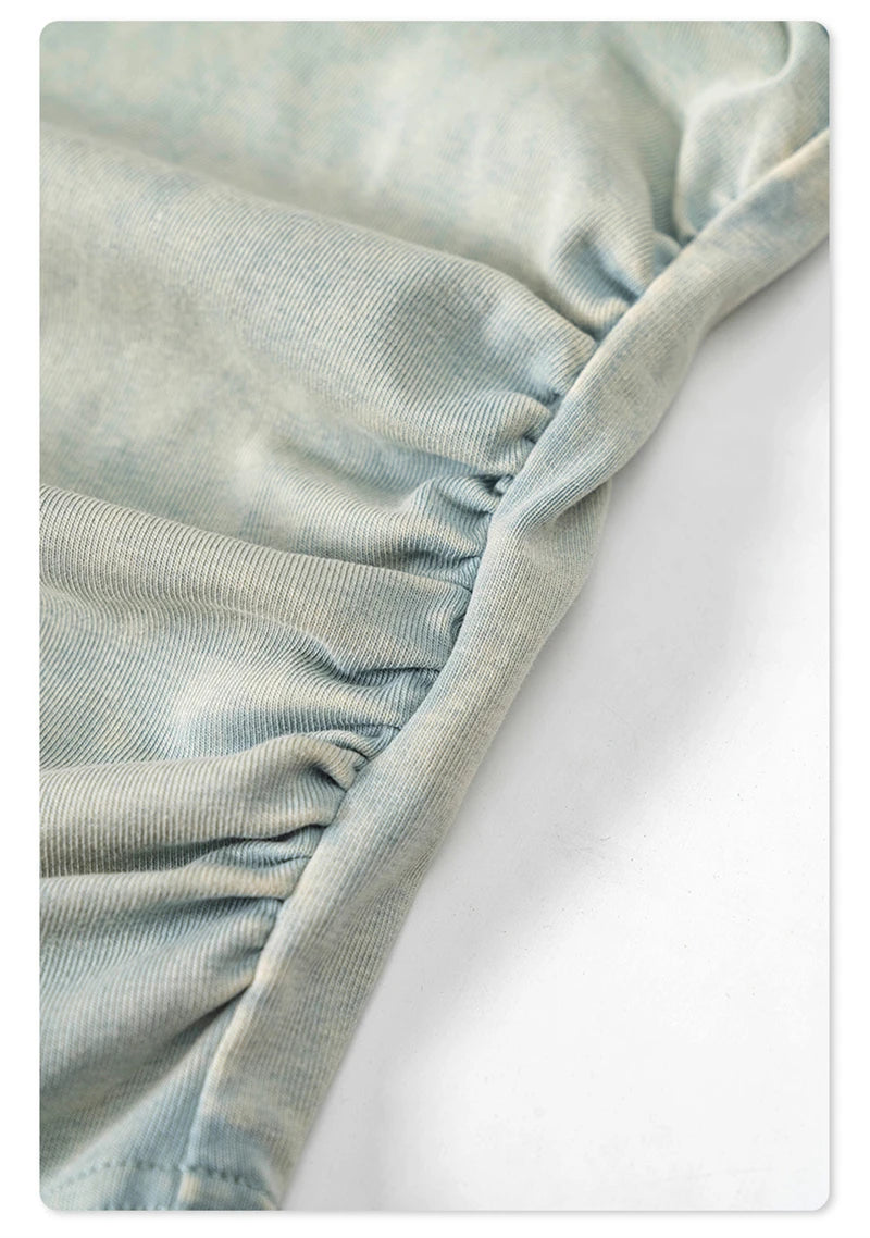 ZODF Women 2024 Summer Washed Tank Tops Female Hotsweet Girls 235gsm Slim Pleated Arc Hem Camisole TEE Streetwears HY0795