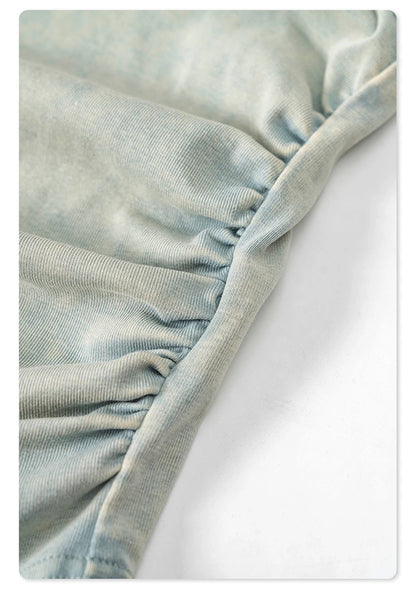 ZODF Women 2024 Summer Washed Tank Tops Female Hotsweet Girls 235gsm Slim Pleated Arc Hem Camisole TEE Streetwears HY0795