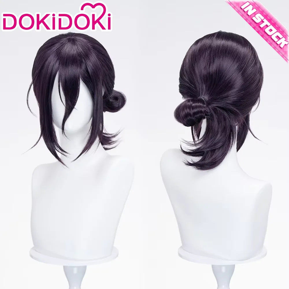 IN STOCK Makimaa Denjii Rezee Wig Anime Cosplay Dokidoki Women 35cm Purple Hair Rezee Cosplay Choker Demon Free Wig Cap