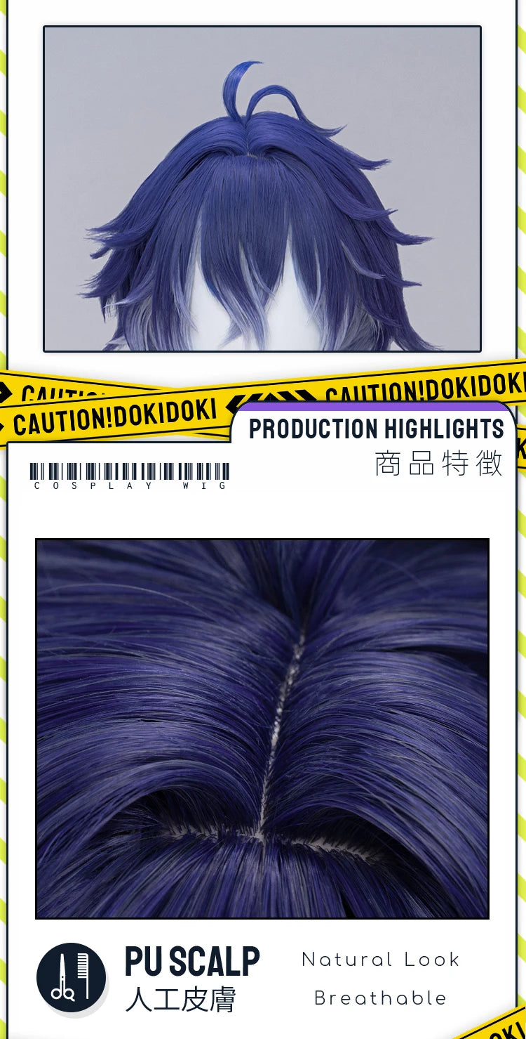 IN STOCK Ineffa Nefer Jahoda Flins Wig Game Genshin Impact DokiDoki Men Gradient Deying Hair Flins Cosplay Free Cap Halloween