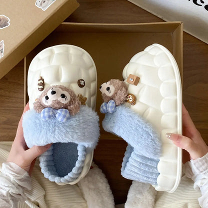 Disney Shelliemay Detachable Cotton Shoes Eva Thick Bottom With Velvet For Outer Wear, Warm And Waterproof Adult Cotton Dragging