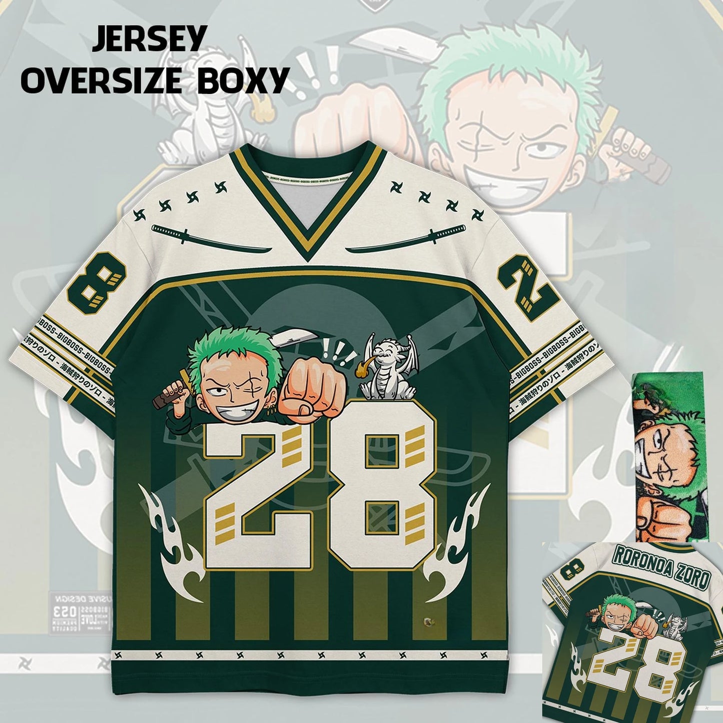 28 Jersey One Piece Roronoa Zoro Anime Y2k Korean Style Baseball Hockey T-shirt Fashion Streetwear Anime Daily Unisex Tops Tees