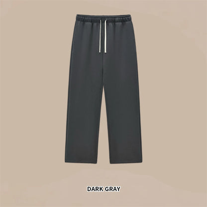 ZODF Casual 350gsm Fleece Unisex Loose Fit Wide Leg Straight Pants Warm Sport Trousers Winter HY0037 - Dark Grey / XL