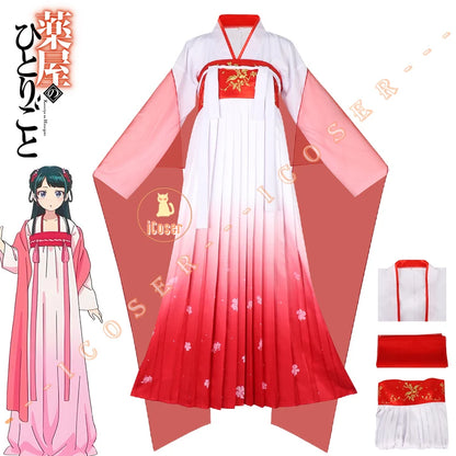 Anime The Apothecary Diaries Maomao Cosplay Costume Red Dress Kusuriya No Hitorigoto Season 2 Halloween Party for Women Girls