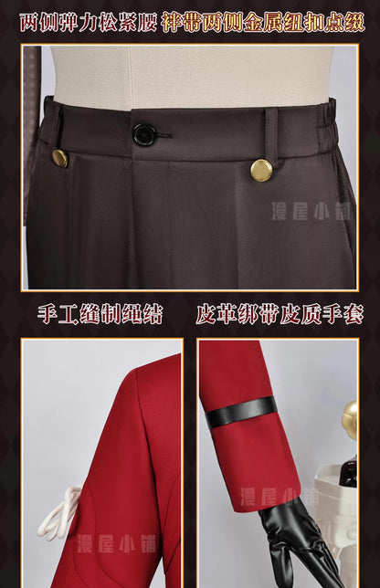 iCoser Honkai Star Rail Fate Archer Cosplay Costume Wig Uniform Red Coat Gloves Halloween Party for Women Girls Carnival Props