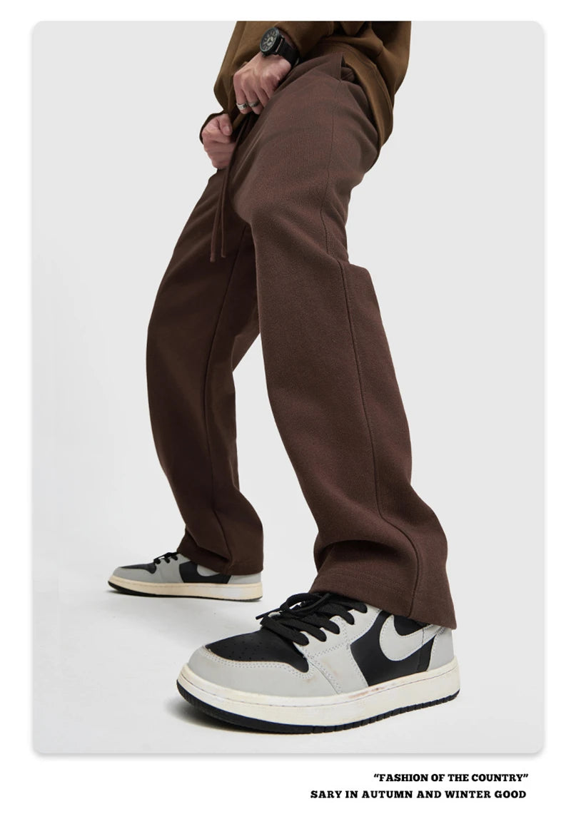 ZODF 2025 Winter Man Basic 420gsm Straight Pants Unisex Loose Clean Fit Sport Trousers Brand Streetwears HY0061