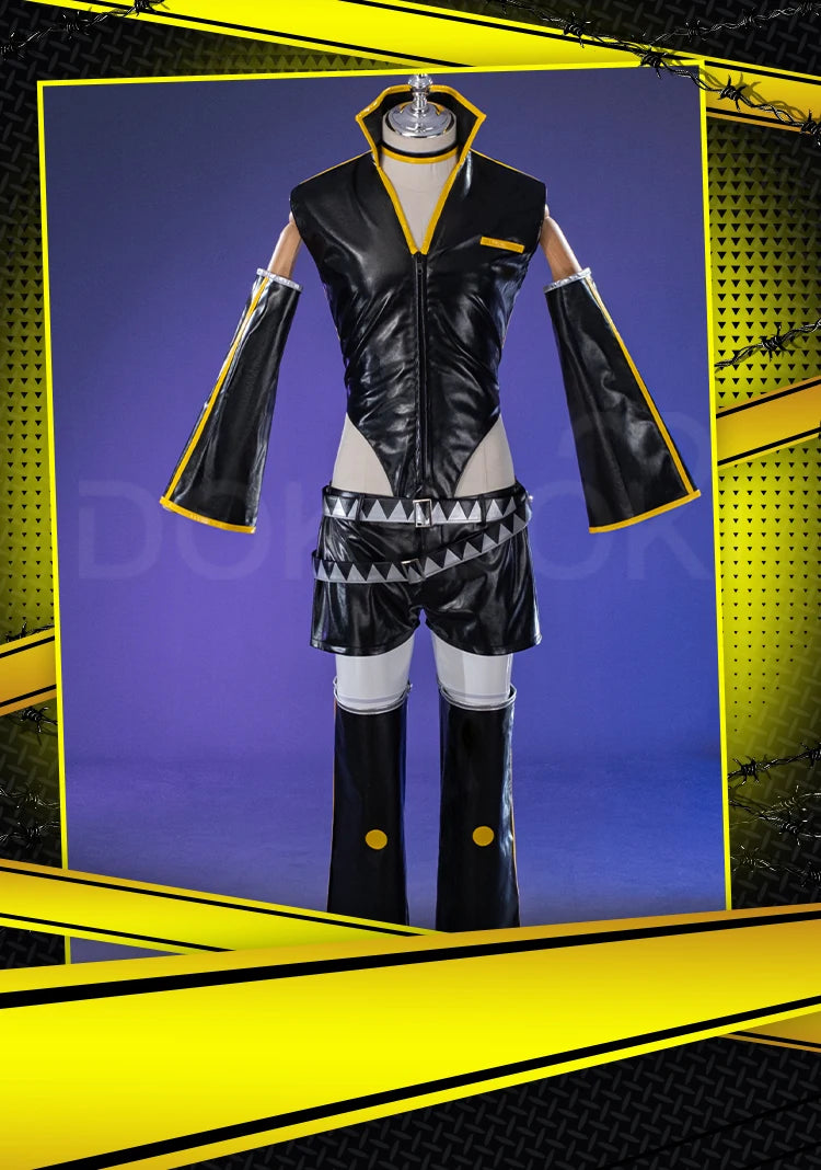 Lenn Cosplay Costume DokiDoki-R Men Black Punk Costume Lenn Cosplay Costume Men Cosplay Black Uniform Male