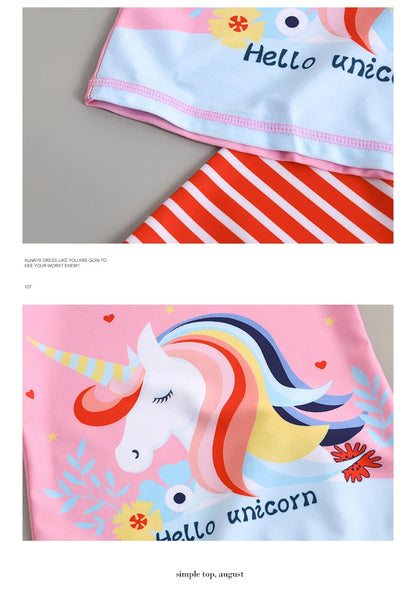 2025 Boy Girl Swimwear Swim Suits Sun Protective Long Sleeve Dinosaur Unicorn Children Swimsuits Bathing Suit Kids Swimming Suit