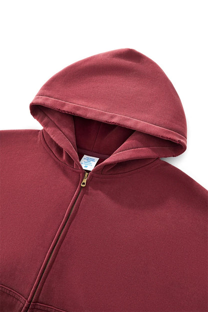 ZODF Retro Winter 350gsm Washed Zipper Fleece Hoodies For Men Unisex Loose Fit Boxy Style Thick Warm Hooded Coat Outfits HY0042