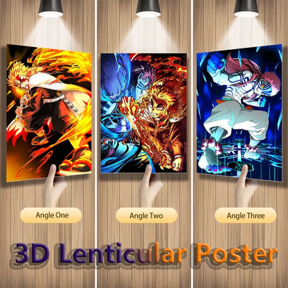 Anime Demon Slayer Rengoku Akaza 3D Motion Lenticular Poster For Room Decor Art Print(Without Frame)