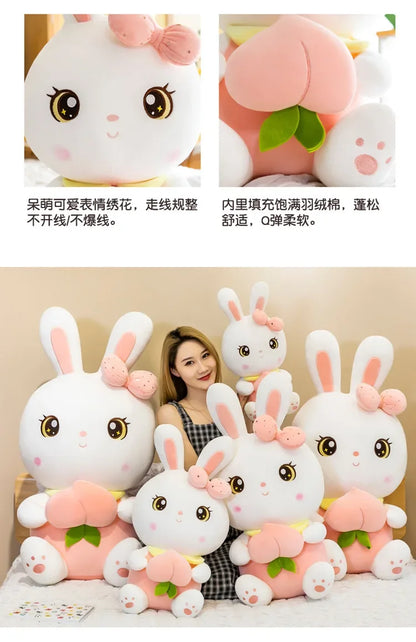 50/65/80cm Cute Peach Rabbit Plush Toy Pillow Kawaii Stuffed Soft Animal Bunny Doll Baby Kids Toy Birthday Gift Present for Girl
