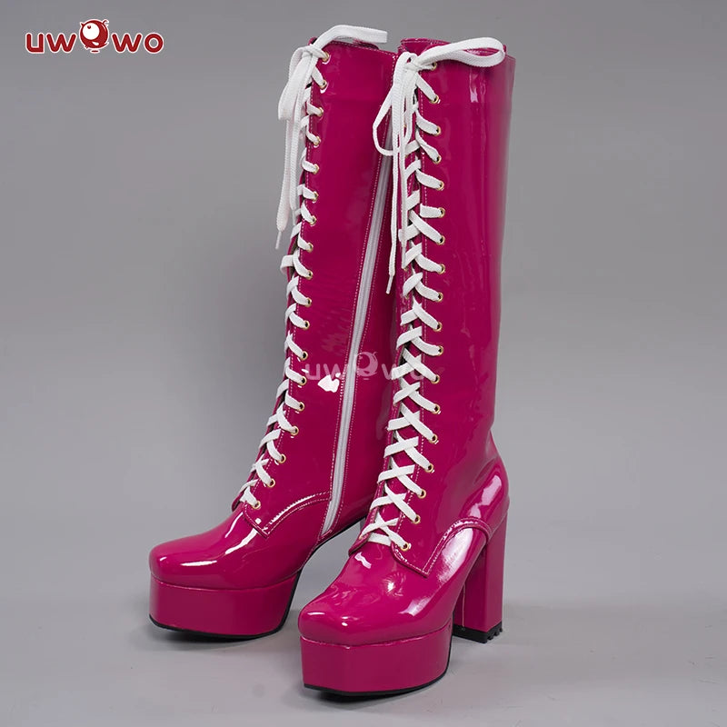 Uwowo Cosplay High Tube Boots Black Blue White Rose Universal Shoes - red / 36