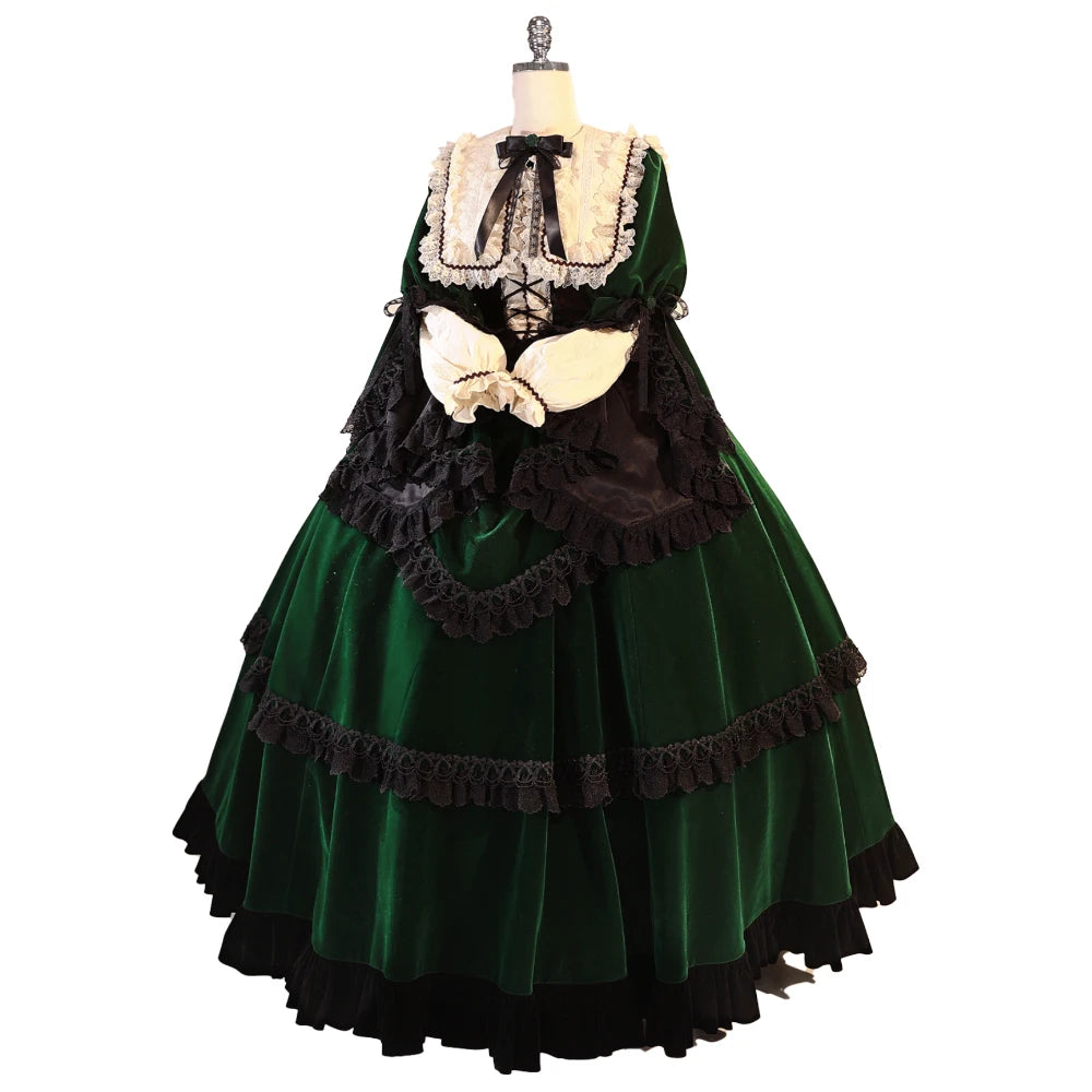 Suiseiseki Cosplay Costume Anime Rozen Maiden Cosplay DokiDoki-R Suiseiseki Cosplay Wig Women Long Green Dress Costume
