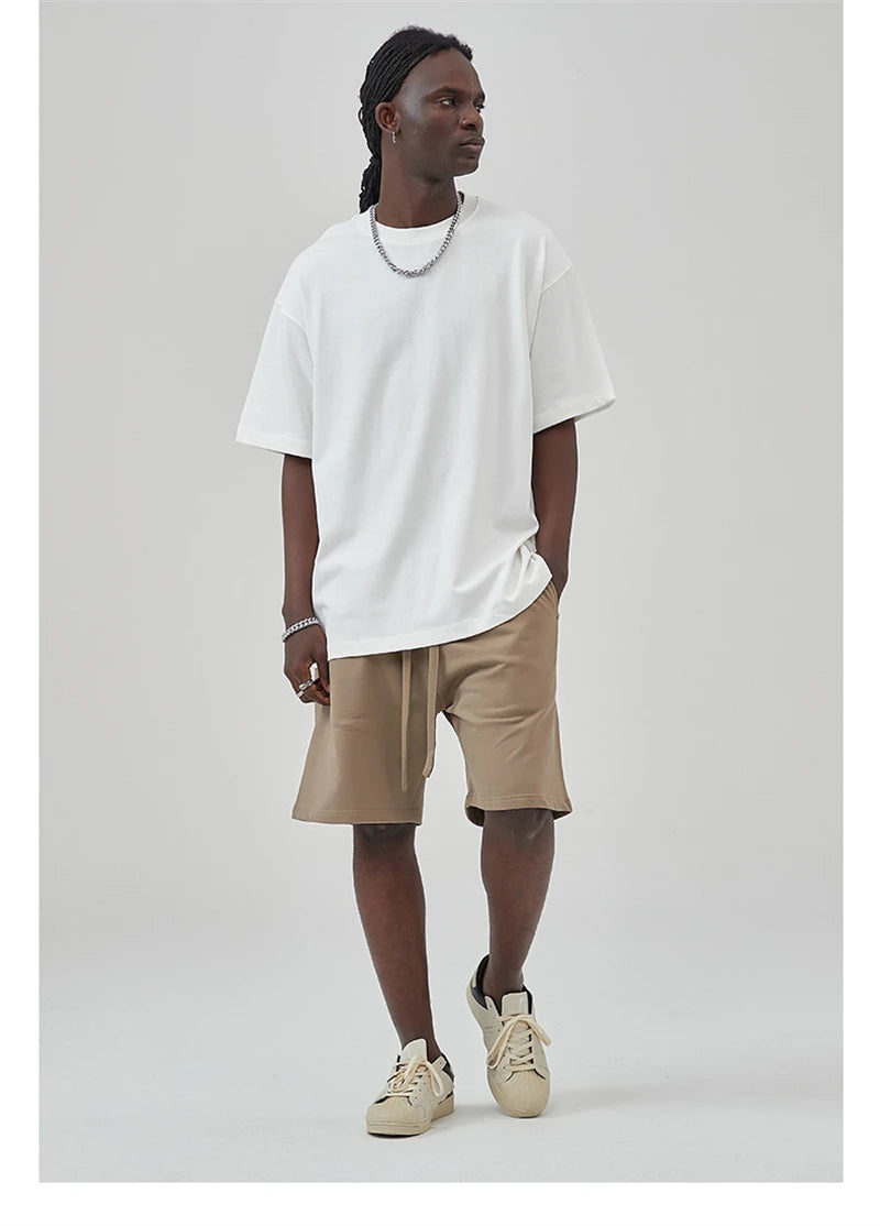 ZODF Summer Men 100% Cotton Solid Oversized Heavyweight 305gsm No-Shrink T-Shirt HY0165