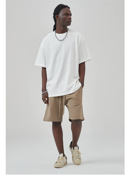 ZODF Summer Men 100% Cotton Solid Oversized Heavyweight 305gsm No-Shrink T-Shirt HY0165