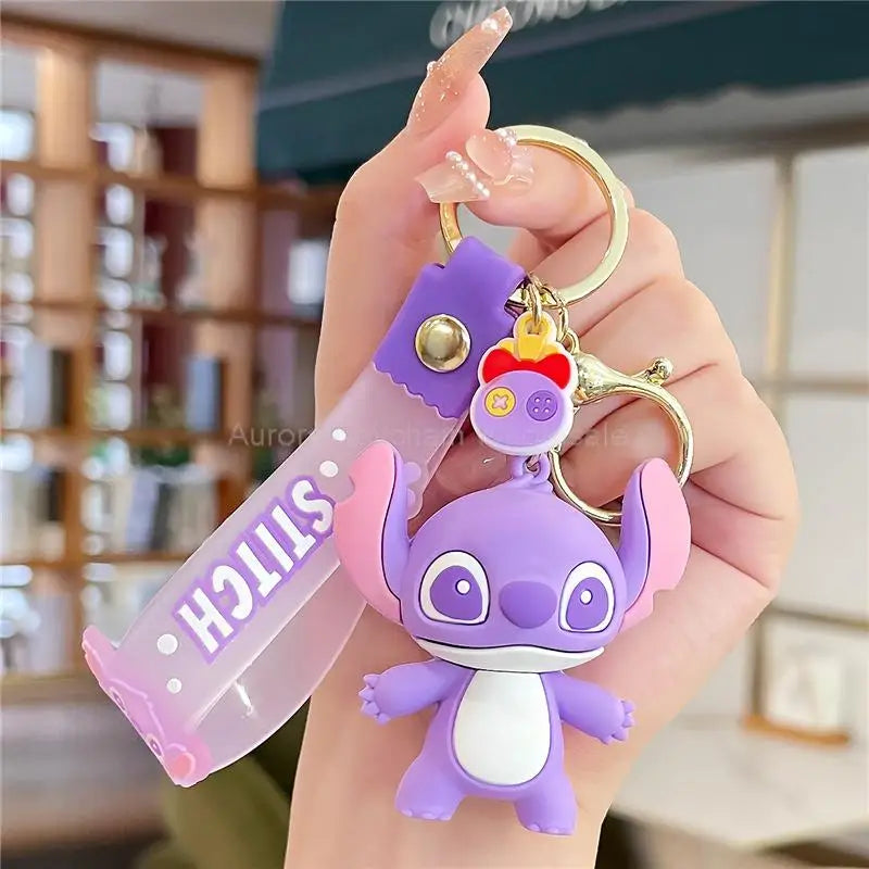 New Anime Disney Keychain Mickey Mouse Minnie Lilo & Stitch Cartoon Keyring Key Chain Car Pendant Kids Toys Gift Wholesale