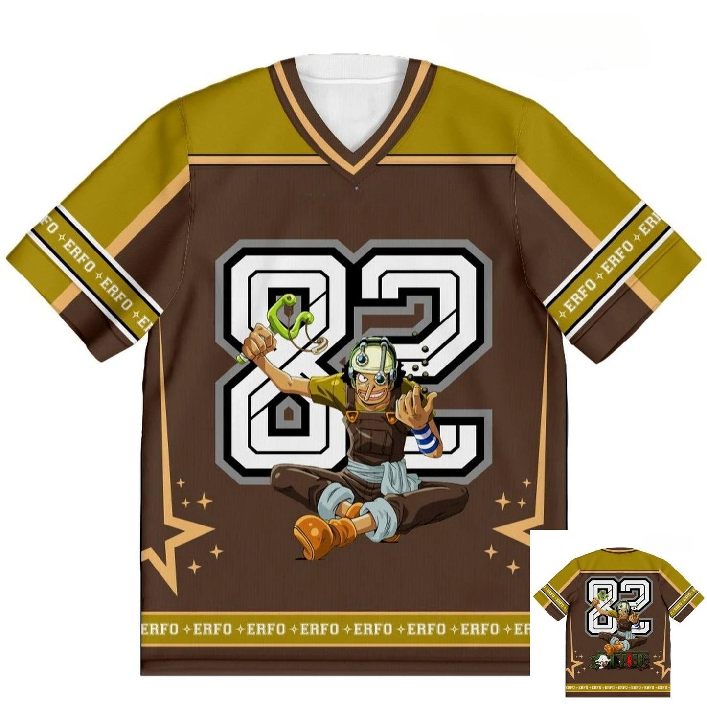 82 Jersey One Piece Usopp Anime Y2k Korean Style Kpop Baseball Hockey T-shirt Fashion Streetwear Anime Daily Unisex Tops Tees