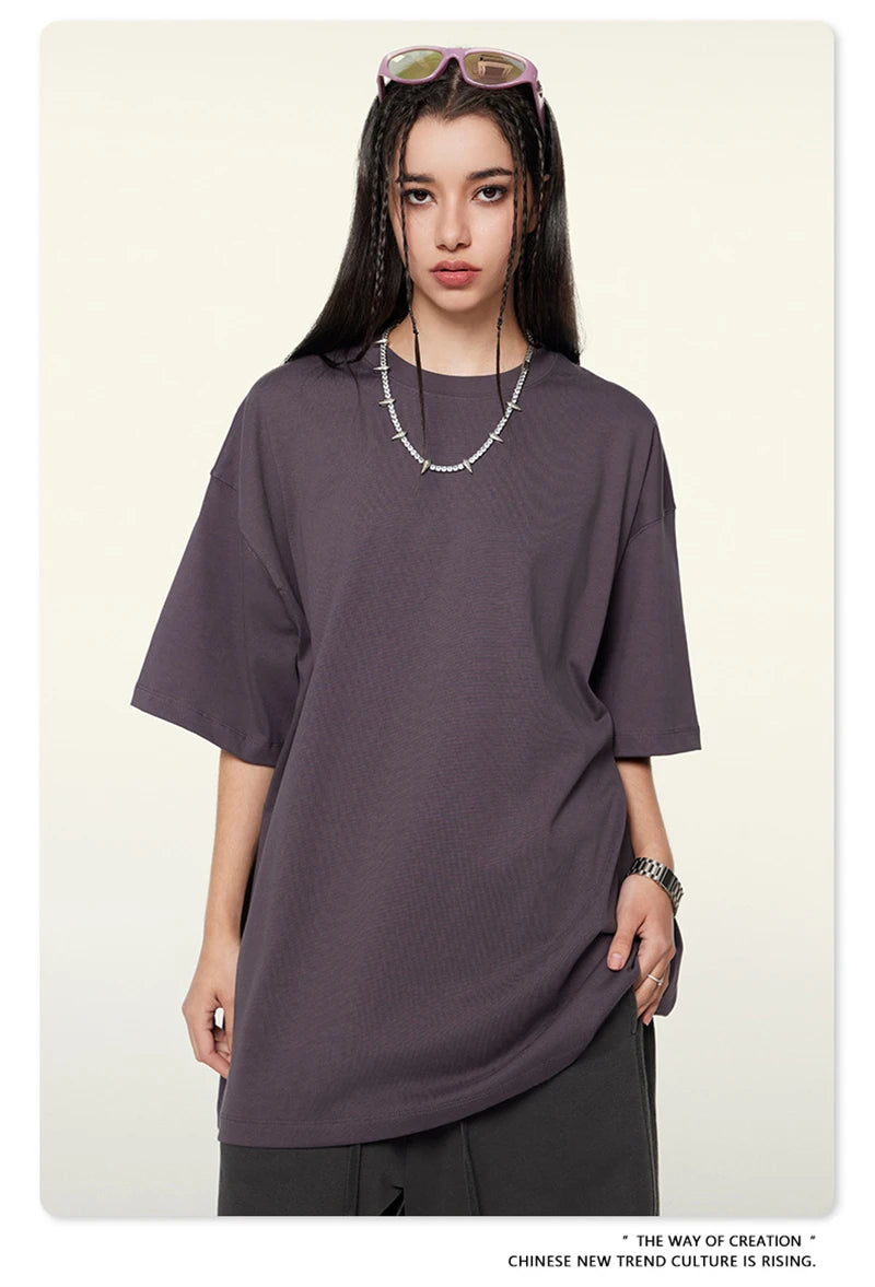 ZODF 2024 Heavy-Weight 345gsm Basic Solid T-Shirts For Men Unisex Women Summer Loose 100% Cotton T Shirt Brand Clothes HY0771