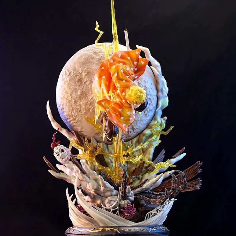 51cm Anime Figure Demon Slayer Agatsuma Zenitsu Model Doll Kimetsu No Yaiba Gk Action Figure Luminous Room Decor Adult Toy Gift