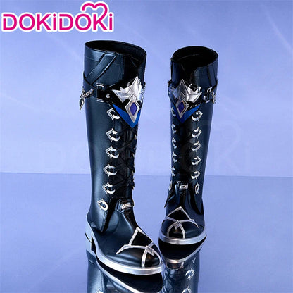 IN STOCK Flins Cosplay Shoes Game Genshin Impact DokiDoki Men Long Black Boots Kyryll Chudomirovich Flins Halloween Cosplay