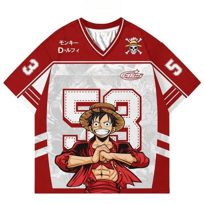 53 Jersey One Piece Monkey D. Luffy Anime Y2k Style Kpop Baseball Hockey T-shirt Fashion Streetwear Anime Daily Unisex Tops Tees