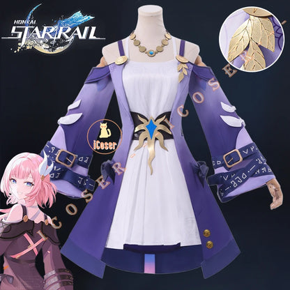 Cyrene Cosplay Costume Wig Dress Honkai Star Rail Uniform Headwear Amphoreus Carnival Halloween Party for Women Girls Role Play