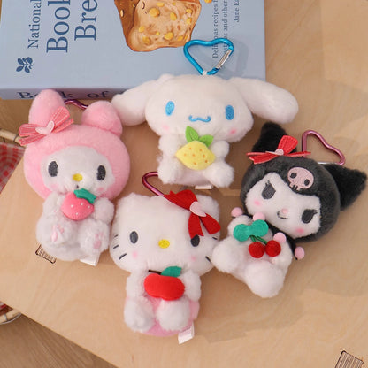 Sanrio Hello Kitty Kuromi Melody Cinnamoroll Stuffed Toys Pendant Cute Plush Toys Keyring Anime Keychain Birthday Christmas Gift