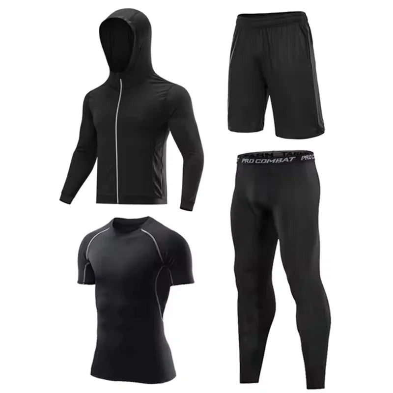 5 Fruit/Set Men’s Compression Sports Suits Gym Running Jogging Tight Training Pants - Silver / 4XL