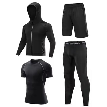 5 Fruit/Set Men’s Compression Sports Suits Gym Running Jogging Tight Training Pants - Silver / 4XL